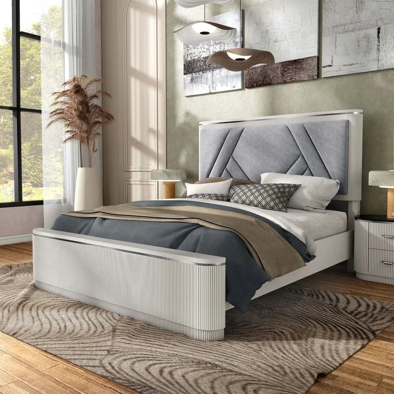 Aldgate Art Deco Style Light Gray King Bedroom Collection