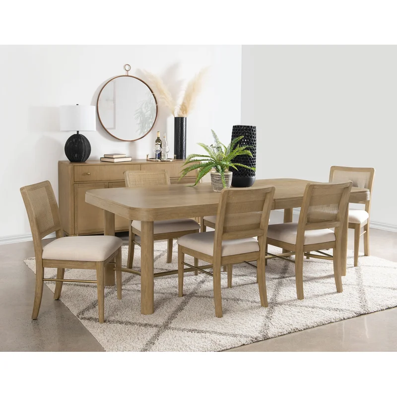 Arini 7-piece Extension Leaf Dining Table Set Sand Wash CREAM