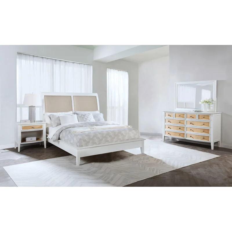 Bexhill 4-piece Eastern King Bedroom Set White TAN