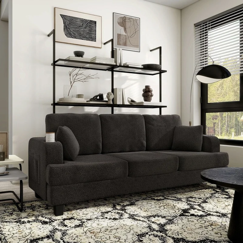 Cinderford Contemporary Boucle Upholstered Sofa - Dark Gray