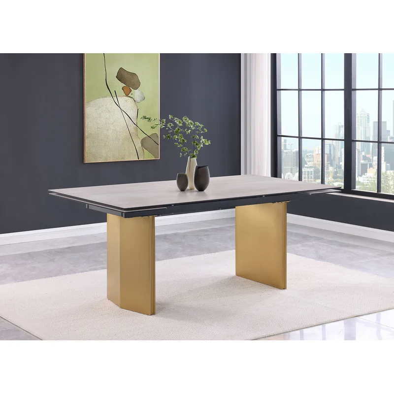 Vessa 97" Glass Top Extension Dining Table