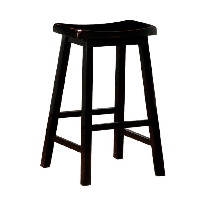 Wooden Bar Stools Black (Set Of 2)