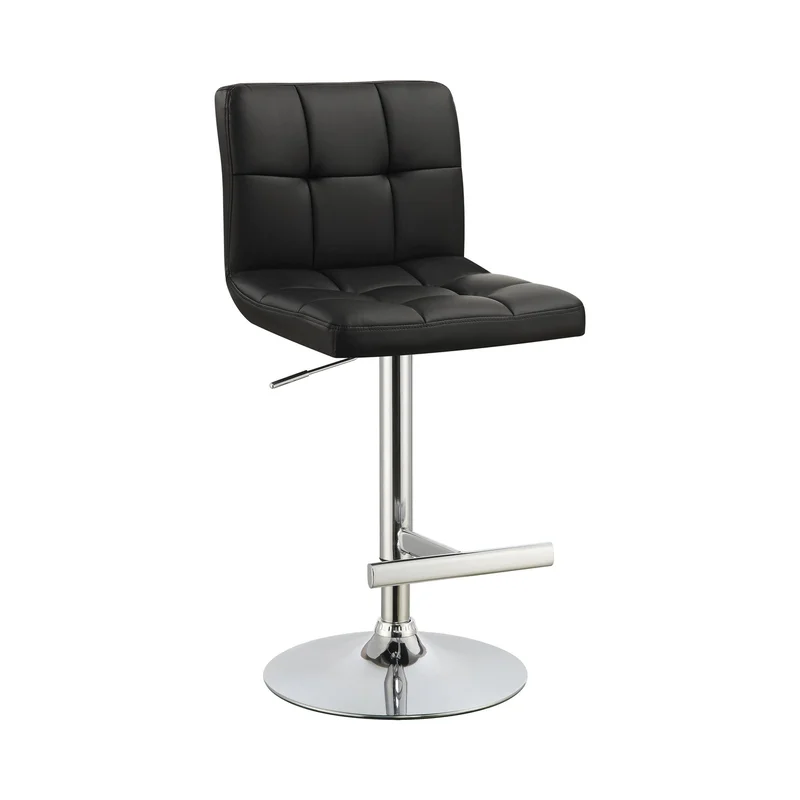 29" Adjustable Height Bar Stools Chrome And Black (Set Of 2)