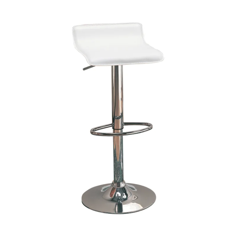 29" Upholstered Backless Adjustable Bar Stools White And Chrome (Set Of 2)