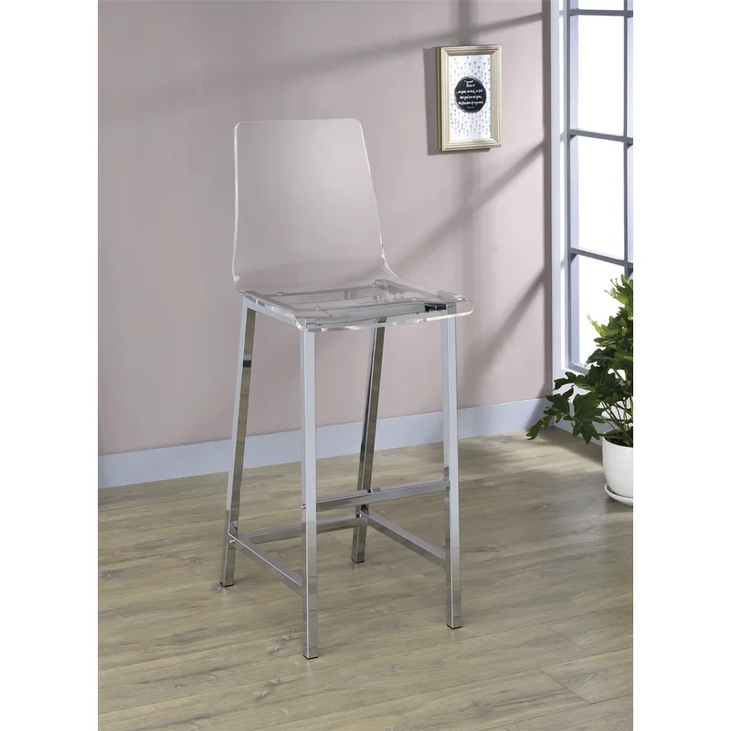 Juelia Clear Acrylic Bar Chair Chrome (Set of 2)