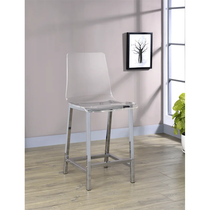 Juelia Clear Acrylic Counter Chair Chrome (Set of 2)