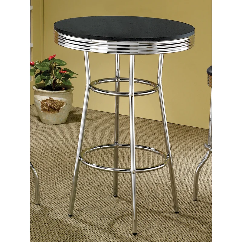 Martin's Retro Bar Table with High Gloss Black Top