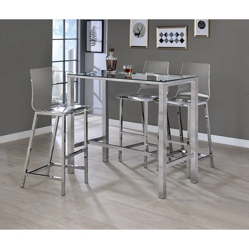 Tolbert 5-piece Bar Set with Acrylic Chairs Clear and Chrome