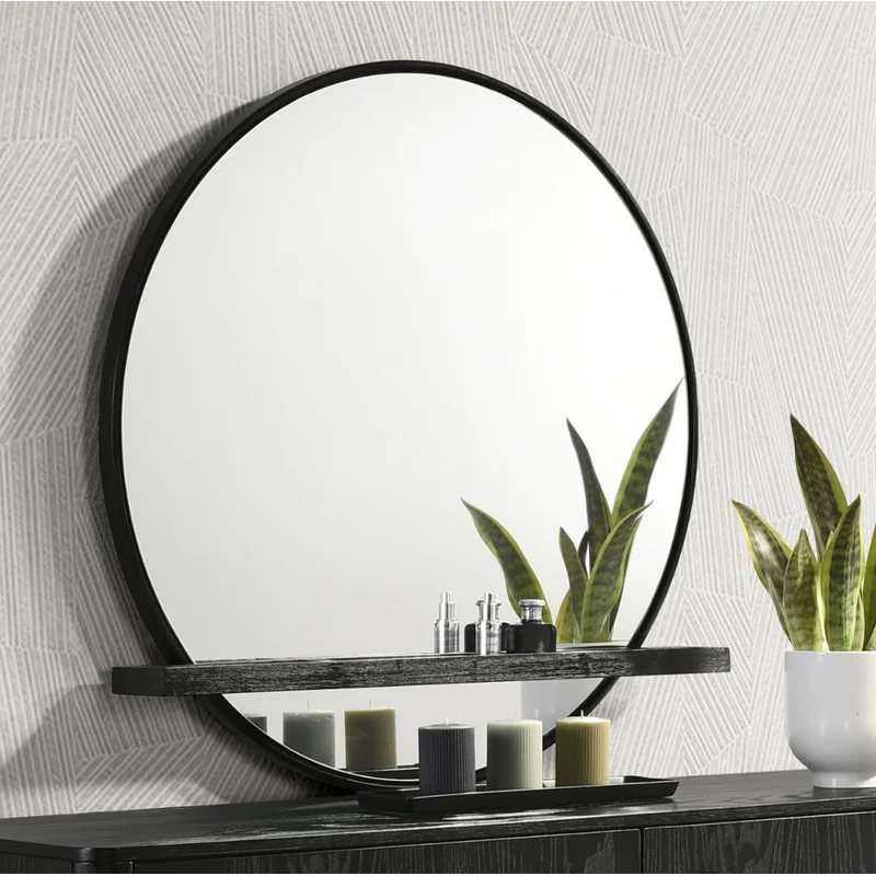 Arini Collection Dresser Mirror with Shelf - Black