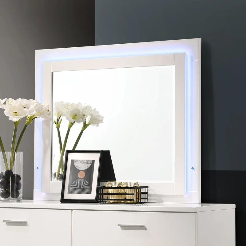 Felicity LED Dresser Mirror White High Gloss