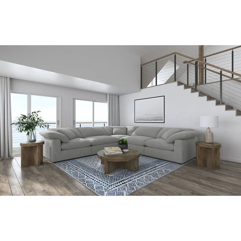 Raleigh 5-Piece Boucle Upholstered Modular Sectional Gray