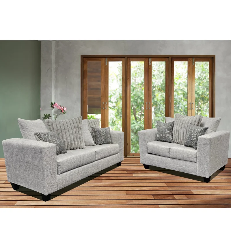 Riviera Contemporary Velvet Track Living Room Set Oyster or Black