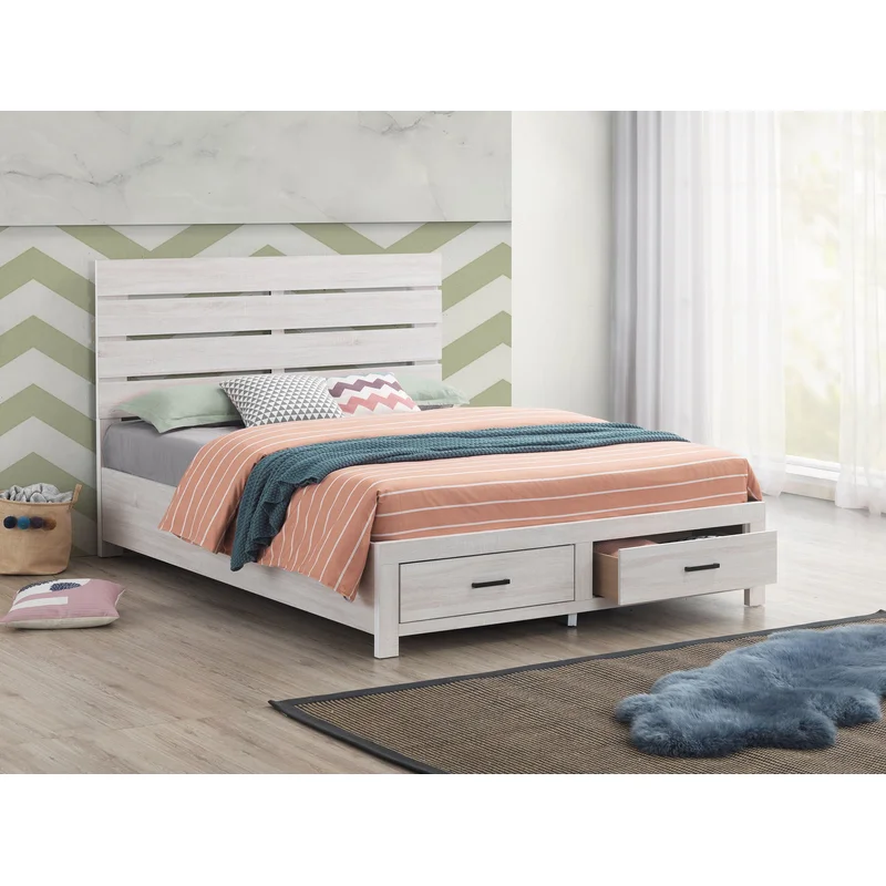 Brantford Wood Eastern King Storage Panel Bed Coastal White