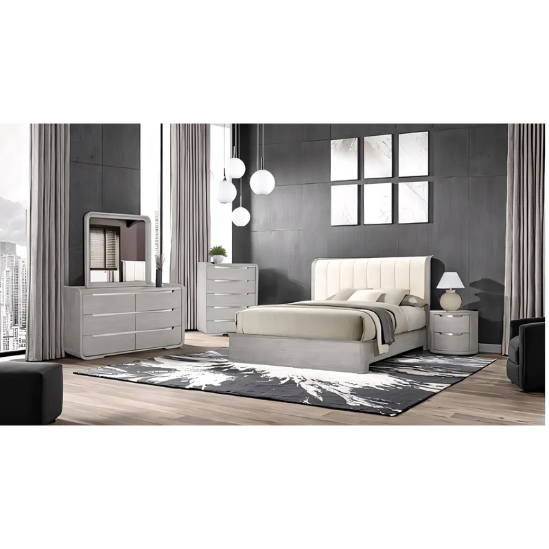 Osterley Modern 4-Piece Queen Bedroom Set - Light Gray