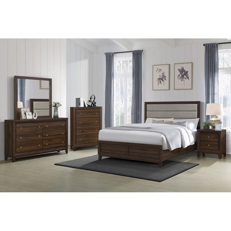 Welsley 5-piece Queen Bedroom Set Walnut TAUPE