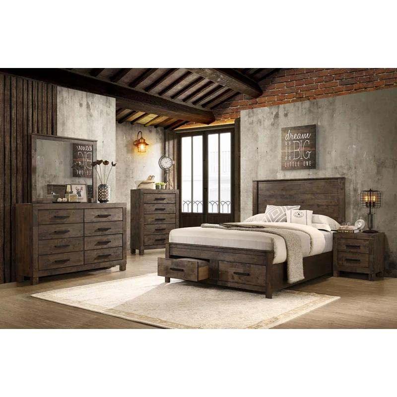 Woodmont 5-piece Queen Bedroom Set Rustic Golden Brown
