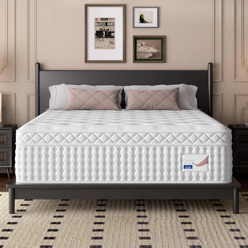 12" King Hybrid Mattress Memory Foam & Pocket Spring Bed Medium Firm Comfort - White