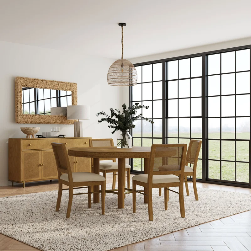 Arini 5-piece Round Dining Room Table Set Sand Wash CREAM