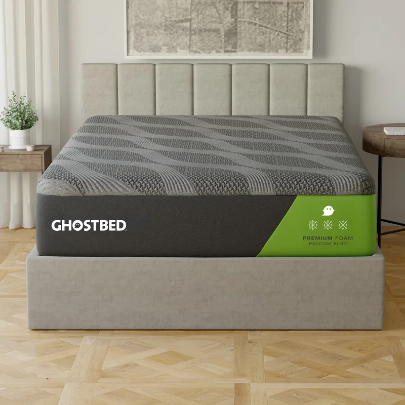 Ghostbed Premium 14' Queen Foam Mattress in Grey with Cooling Ghost Ice Cover and Copper-Infused Memory Foam
