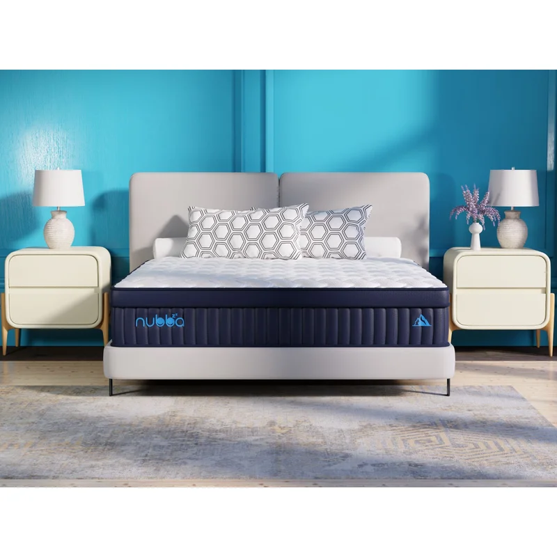 NUBBA 14' QUEEN SIZE ELITE LUXURY HYBRID MATTRESS - MEDIUM FIRM - White