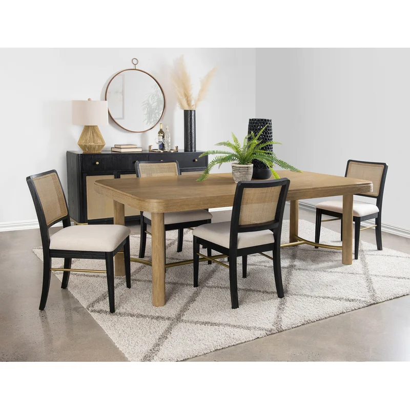 Arini 5-piece Extension Leaf Dining Table Set Sand Wash and Black CREAM