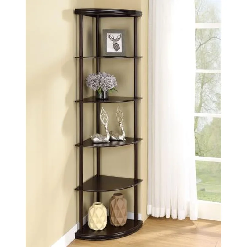 Bonwick 72-inch 5-shelf Corner Bookshelf Cappuccino Bookcase