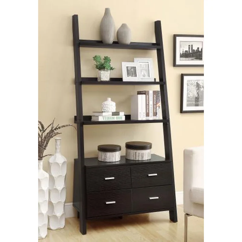 Colella 72-inch 5-shelf Storage Ladder Bookshelf Cappuccino Bookcase