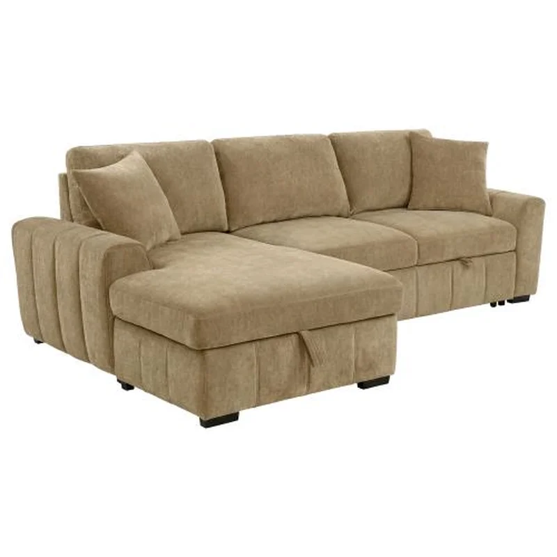 Pastrana Upholstered Sleeper Sectional Sofa LAF Chaise Camel