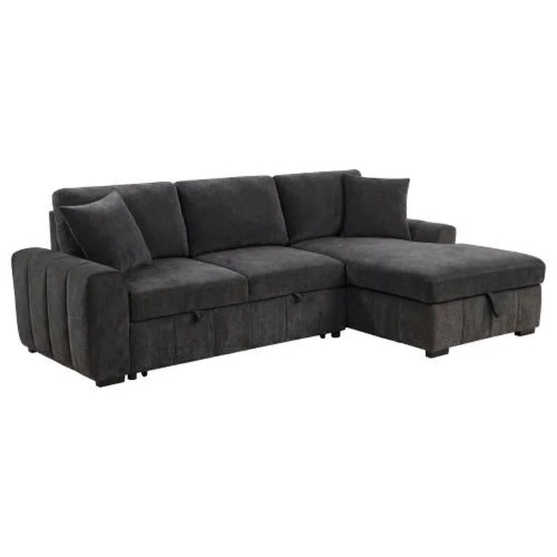Pastrana Upholstered Sleeper Sectional Sofa RAF Chaise Grey CHARCOAL GREY