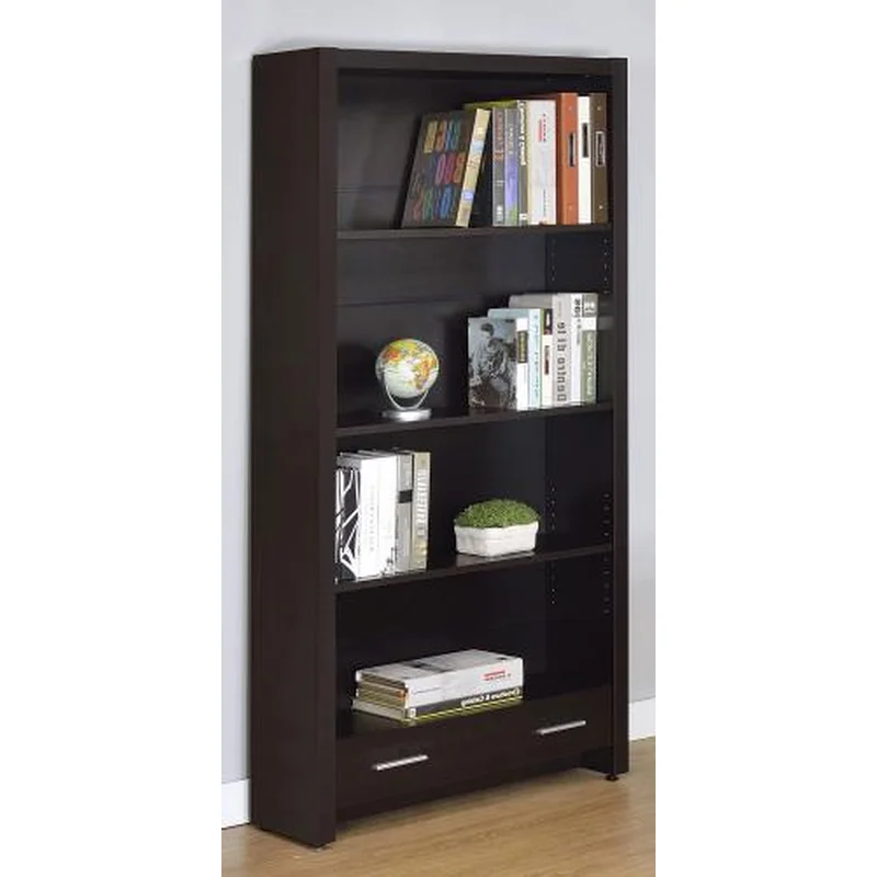 Skylar 71-inch 5-shelf Bookcase with Drawer Cappuccino Bookcase