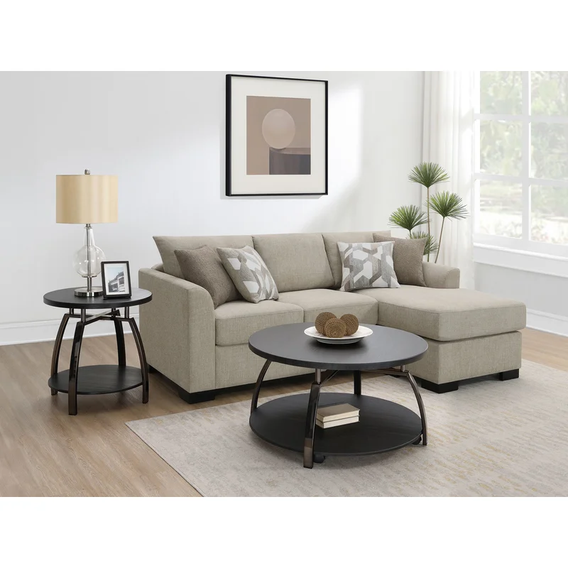 Storey Upholstered Sleeper Sectional Chaise Sofa Camel