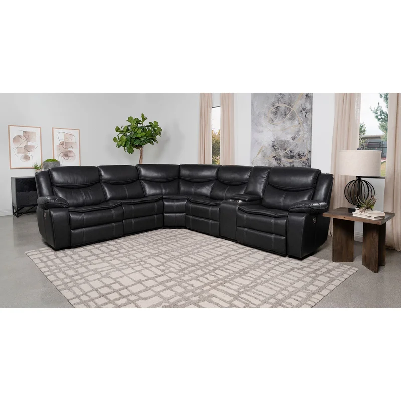 Sycamore Upholstered Power Reclining Sectional Sofa Grey DARK GREY