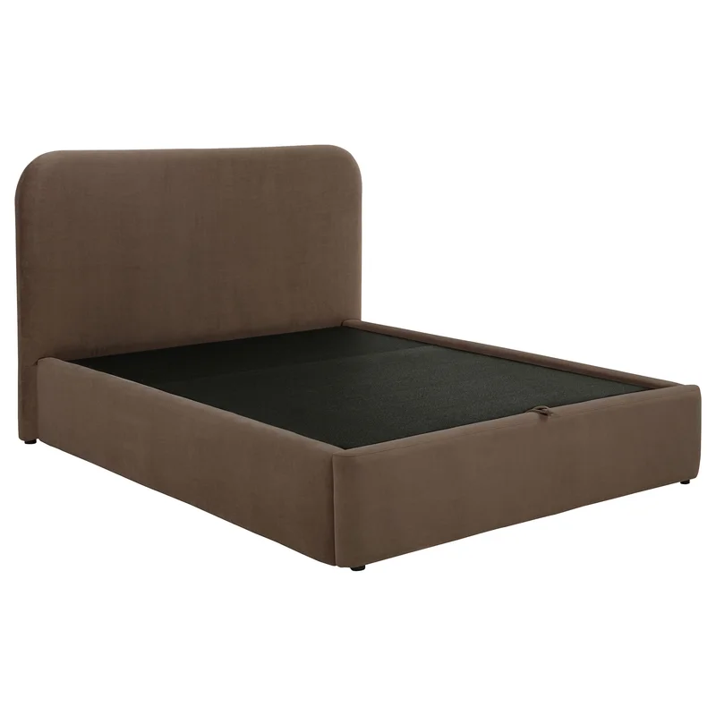 Anders Upholstered Eastern King Storage Lift Platform Bed Chocolate