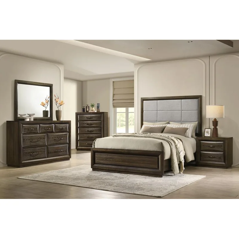 Atlas 5-piece Queen Bedroom Set Dark Oak LIGHT GREY
