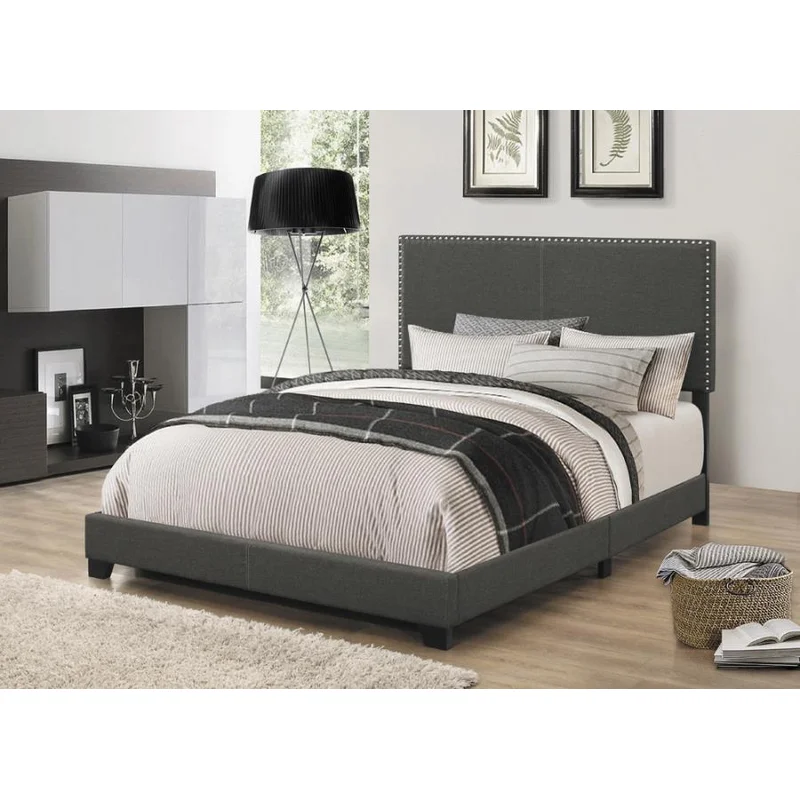 Boyd Upholstered Eastern King Panel Bed Charcoal