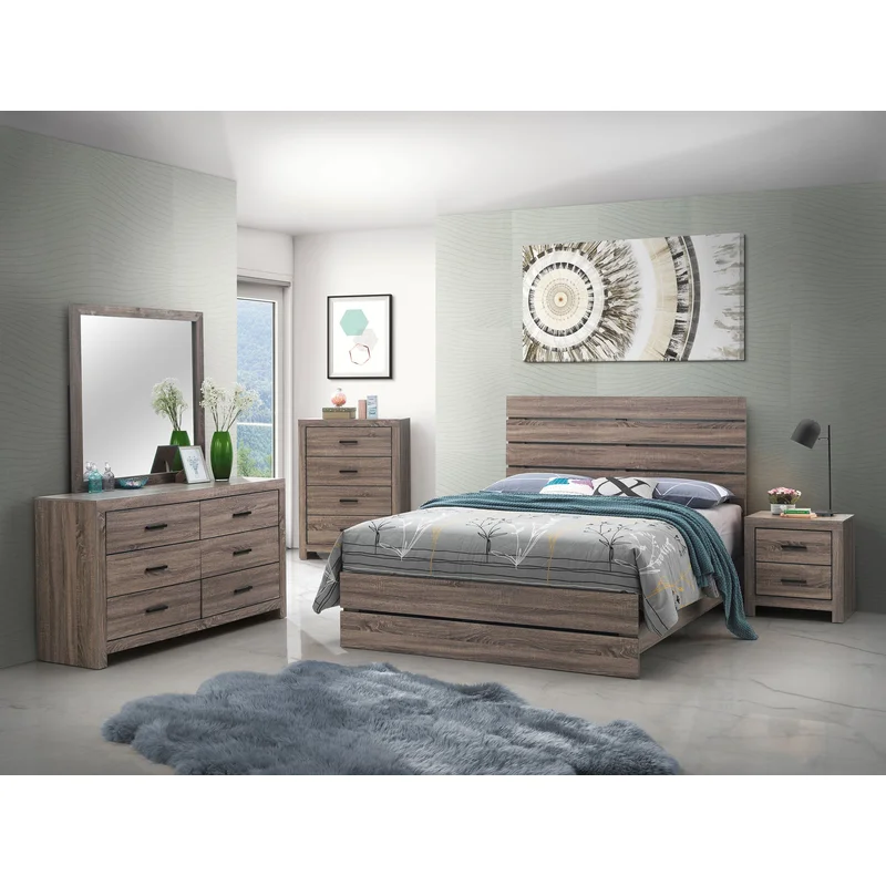 Brantford Wood Eastern King Panel Bed Barrel Oak