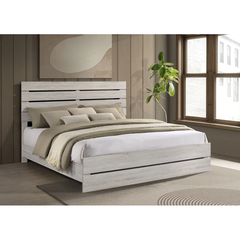 Brantford Wood Eastern King Panel Bed Coastal White