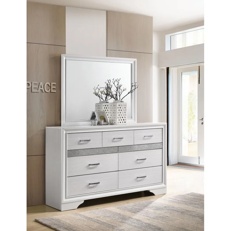 Miranda 7-drawer Dresser with Mirror White