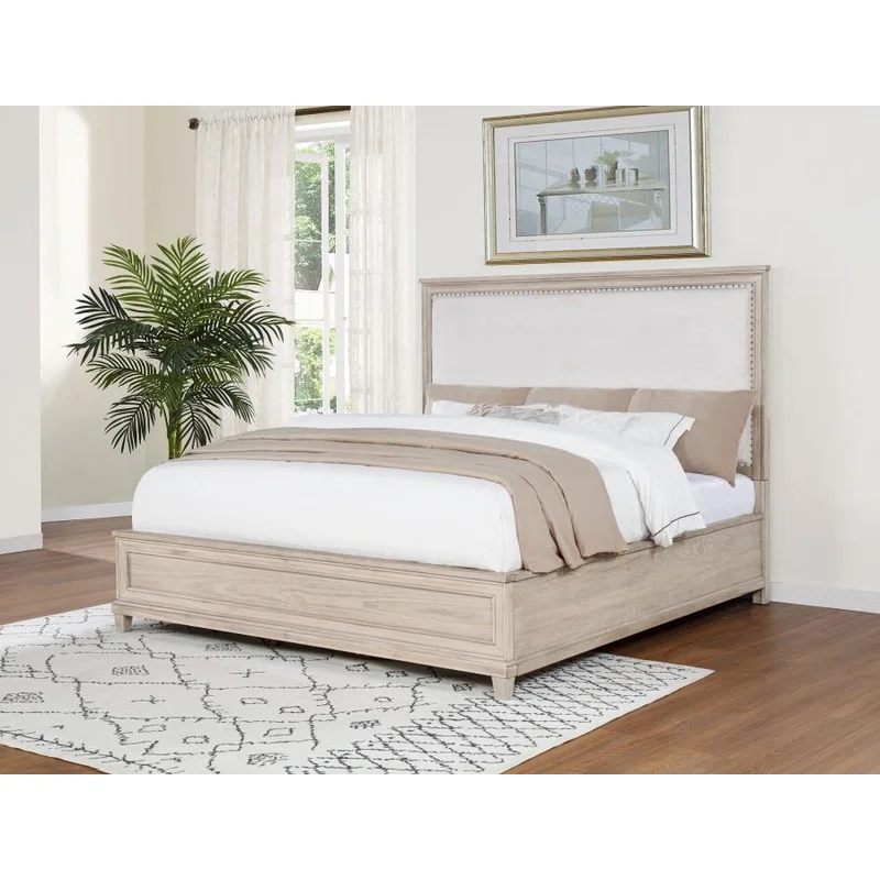 Pembroke 66-inch Eastern King Panel Bed Washed Oak CREAM