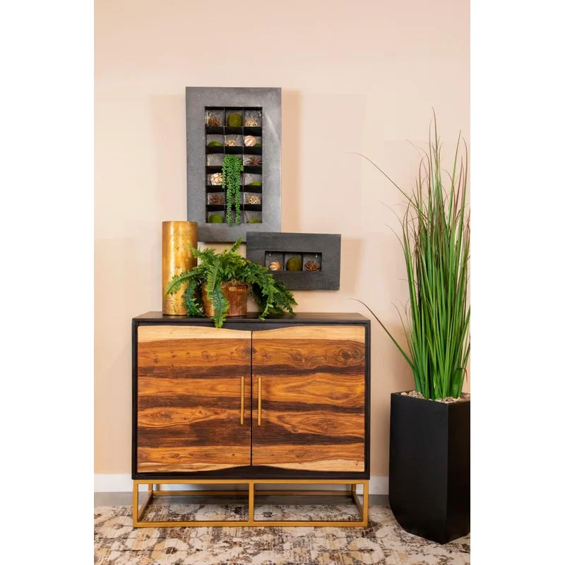 Zara 2-door 40-inch Wood Accent Storage Cabinet Black Walnut