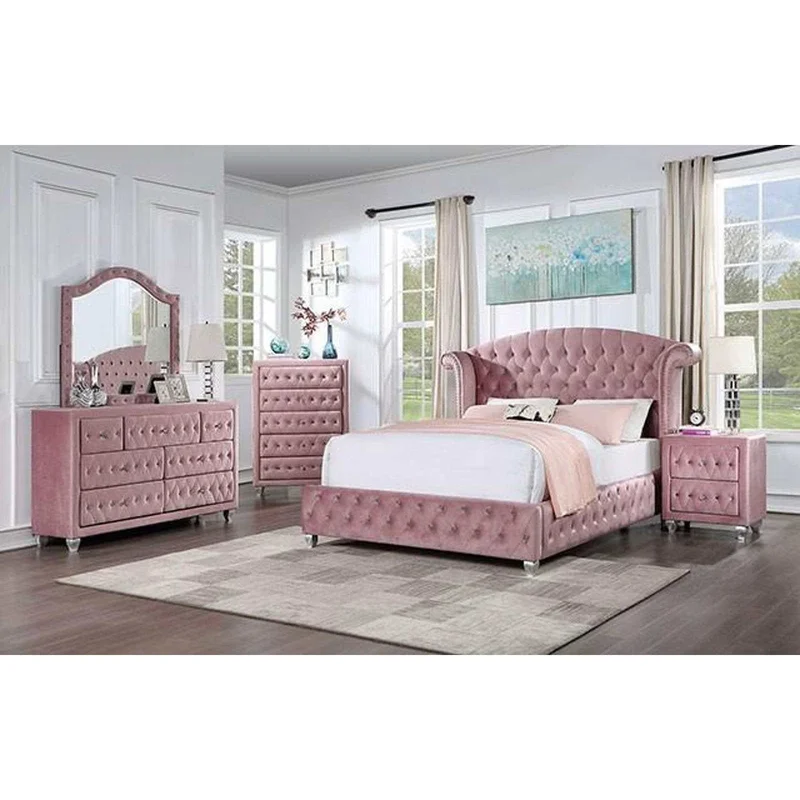 Zohar Pink 4pc Full Bedroom Set