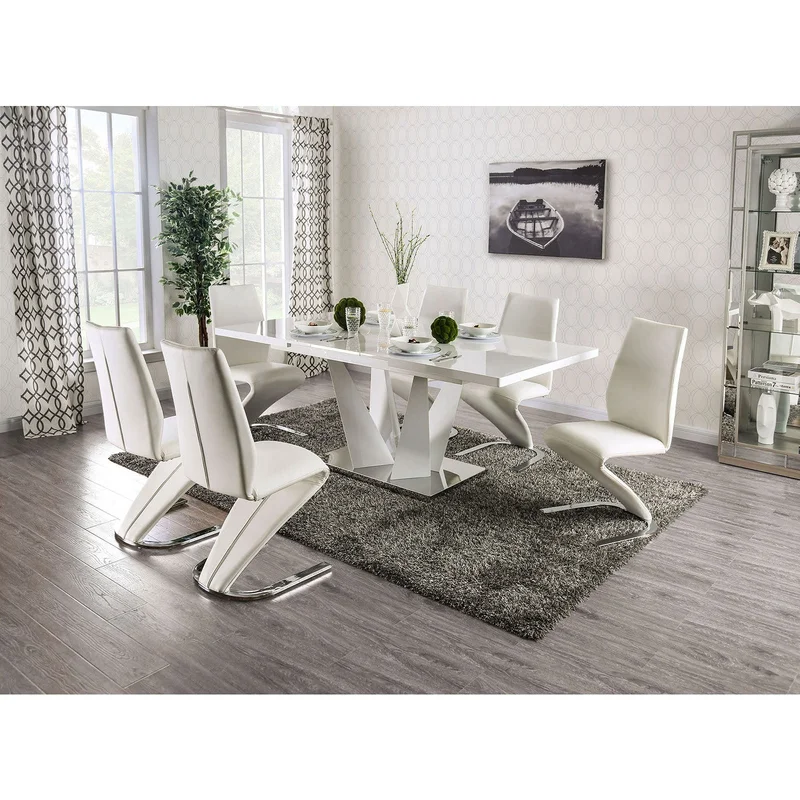 Zain White/Chrome 7 Pc. Dining Set
