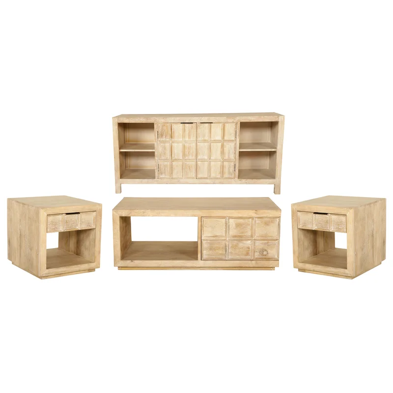Parker House Laguna Rectangular Storage Cocktail Table with 2 End Tables and Console