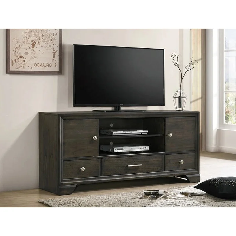 Crown Mark Furniture Jaymes 3 Drawer TV Stand In Gray