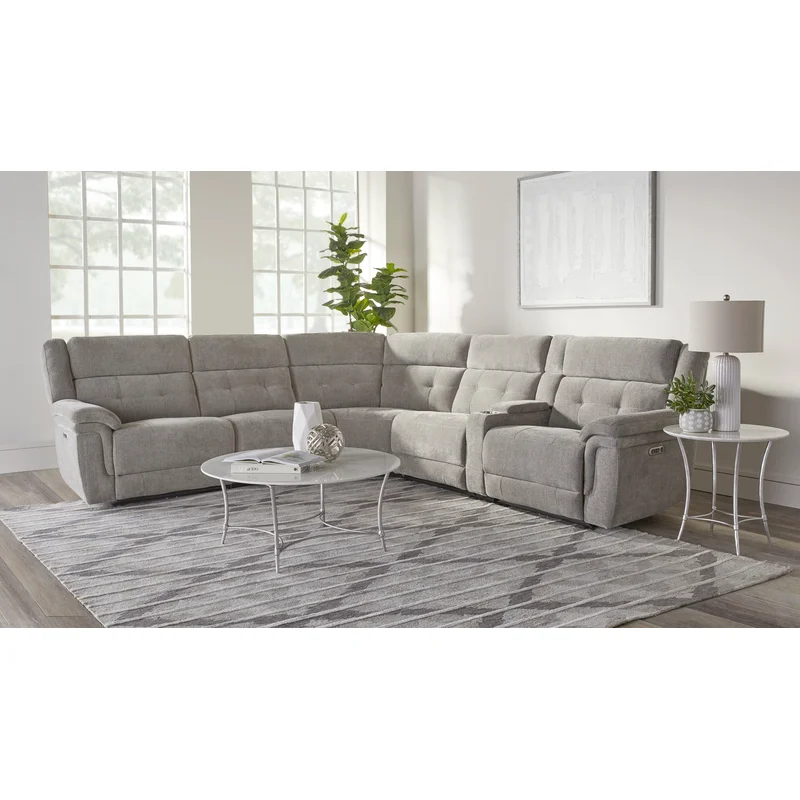 Parker Living Richland - Bristol Grey 6 Piece Modular Power Reclining Sectional with Power Adjustable Headrests