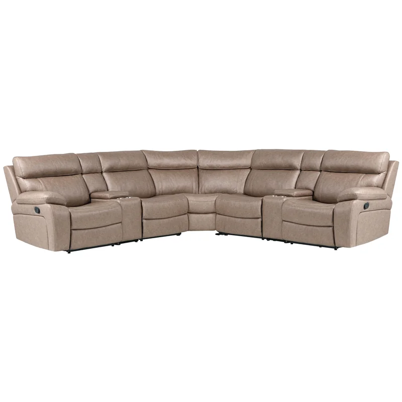 Parker Living Theon - Stokes Toffee 7 Piece Modular Manual Reclining Sectional and Entertainment Console