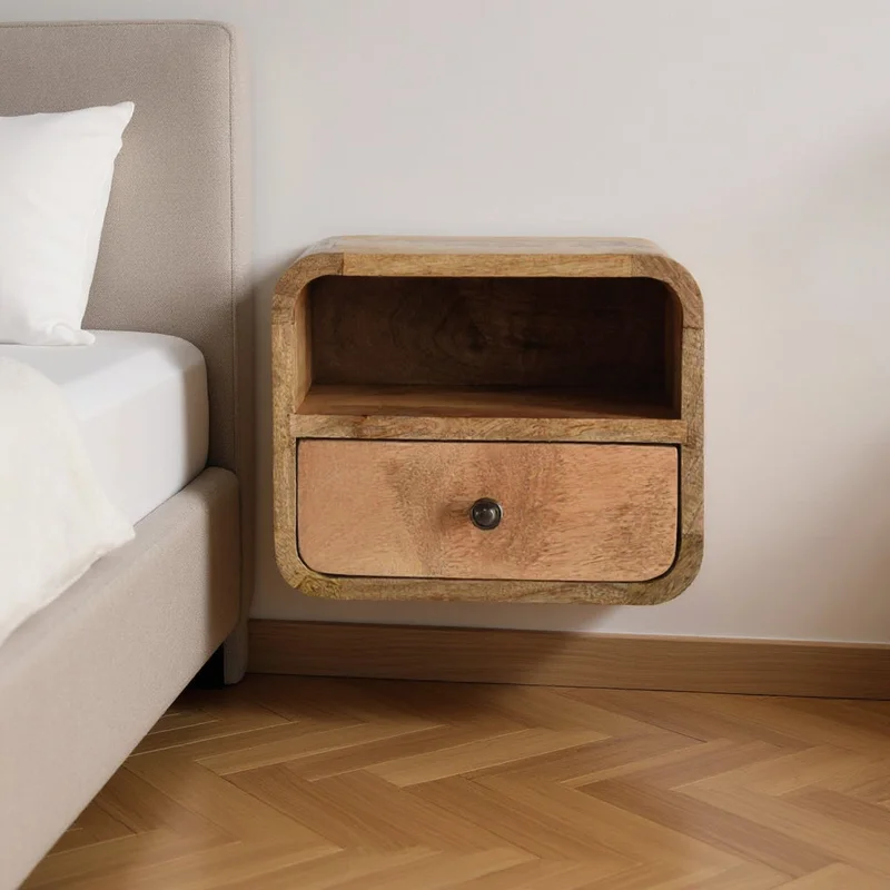 12 Oak Solid Wood One Drawer Floating Nightstand