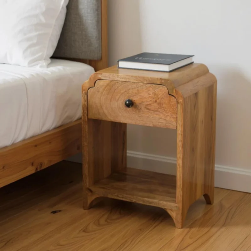 16 Oak Solid Wood One Drawer Scallop Edge Nightstand