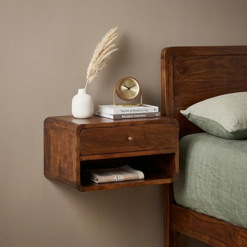 18 Chestnut Solid Wood One Drawer Floating Nightstand