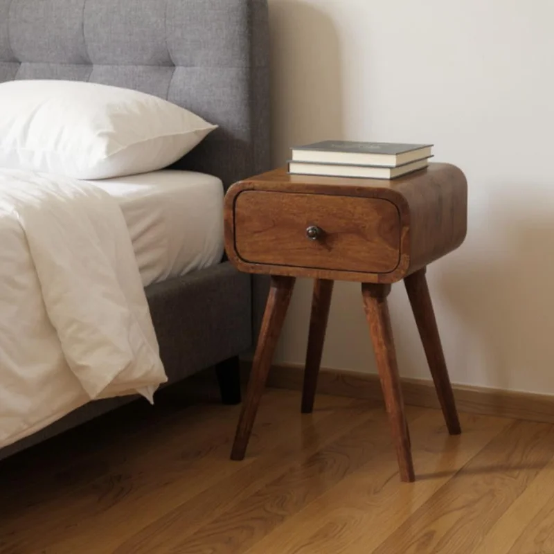 19 Chestnut Solid Wood Square One Drawer Nightstand